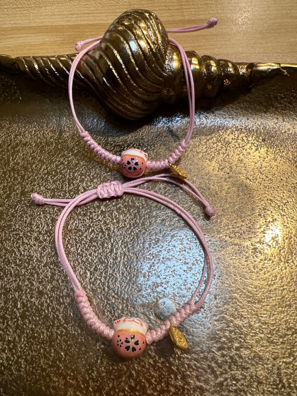 #1753** 2 Set Kids Pink Adjustable Charm Bracelet - Brand: